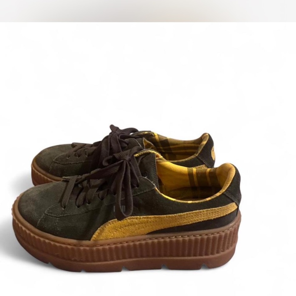 Puma Women's Platform Sneakers in Olive and Mustard